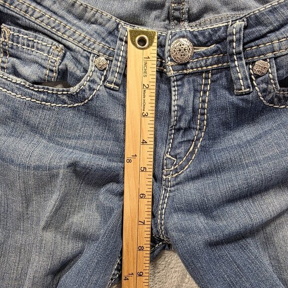 Silver Jeans Co Sam Boyfriend Jeans Womens 25 Distressed Sequin Pockets 28 - Picture 11 of 12